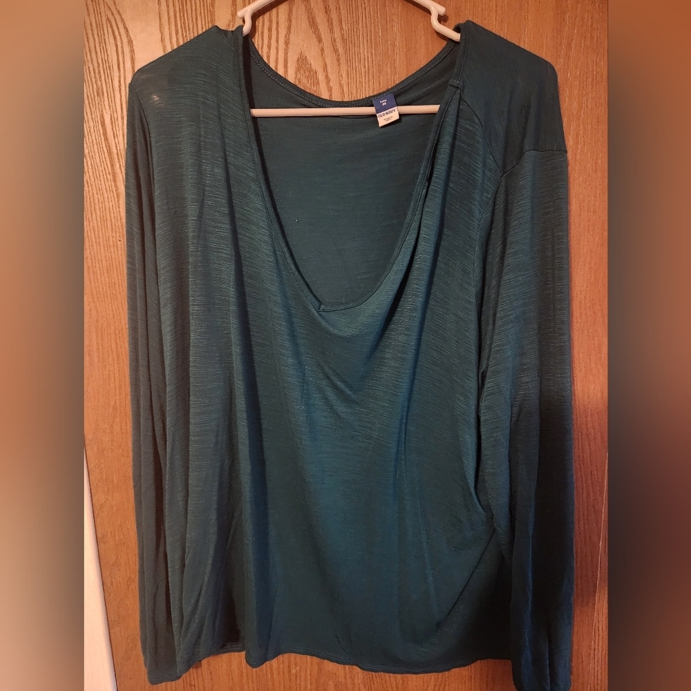 Old Navy Relaxed Green Long Sleeve Blouse